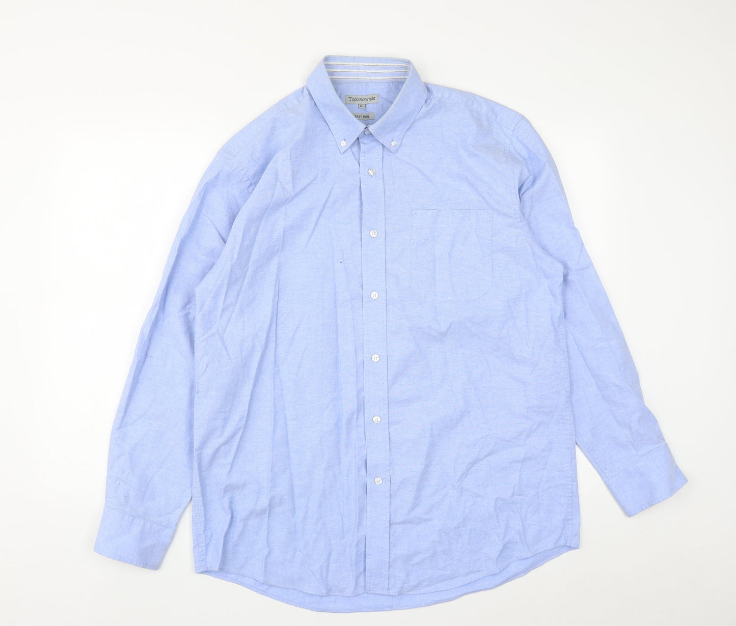 Taylor & Wright Mens Blue  Cotton  Button-Up Size 16.5 Collared Button