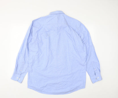 Taylor & Wright Mens Blue  Cotton  Button-Up Size 16.5 Collared Button