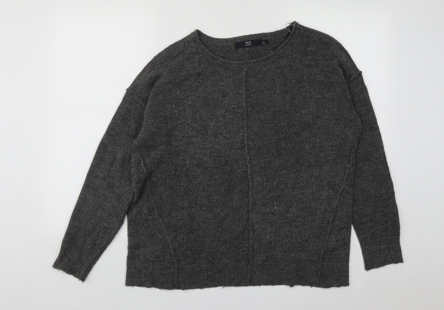 Womens UK Size S ISLE Essentials Grey Pullover Jumper