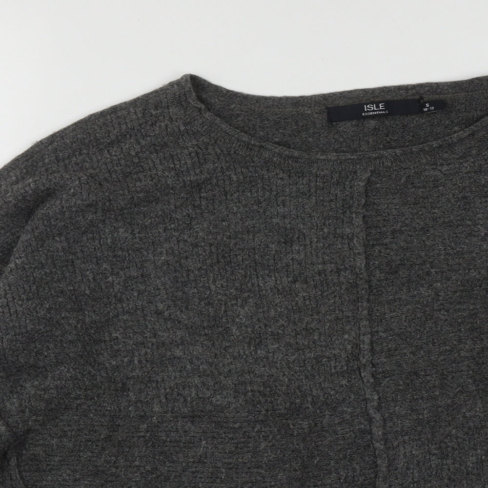 Womens UK Size S ISLE Essentials Grey Pullover Jumper