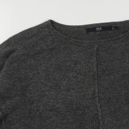 Womens UK Size S ISLE Essentials Grey Pullover Jumper