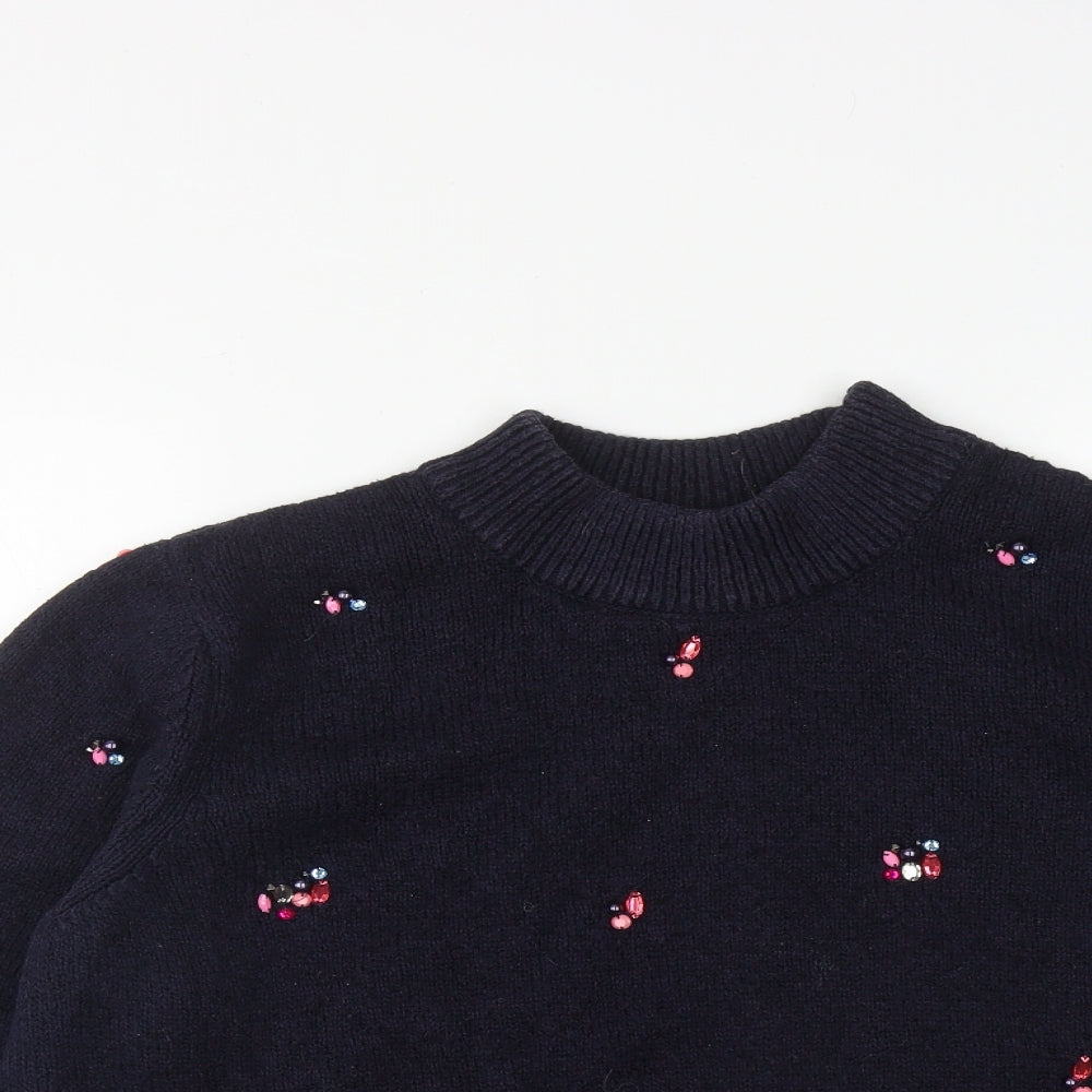 Marks and Spencer Mens Blue Round Neck  Acrylic Pullover Jumper