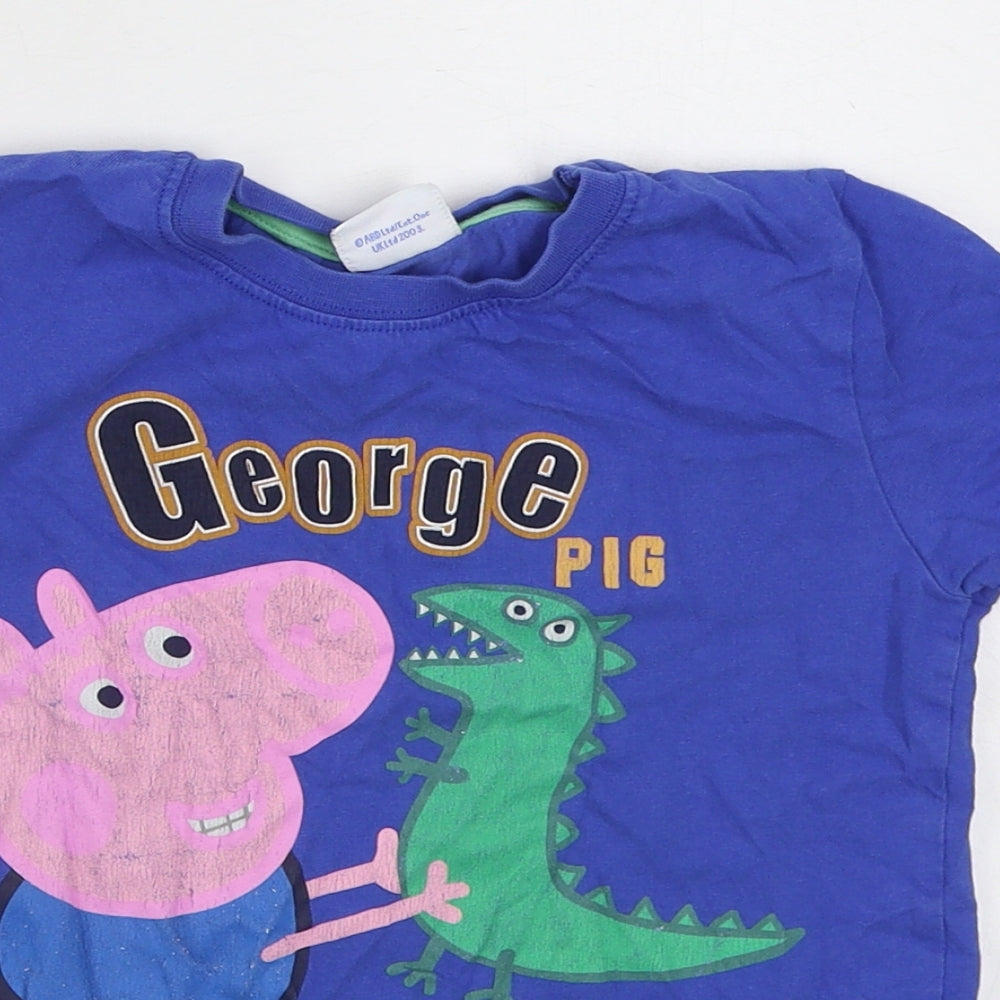 Character.com Boys Blue  100% Cotton Basic T-Shirt Size 6 Years Round Neck Pullover - Peppa Pig