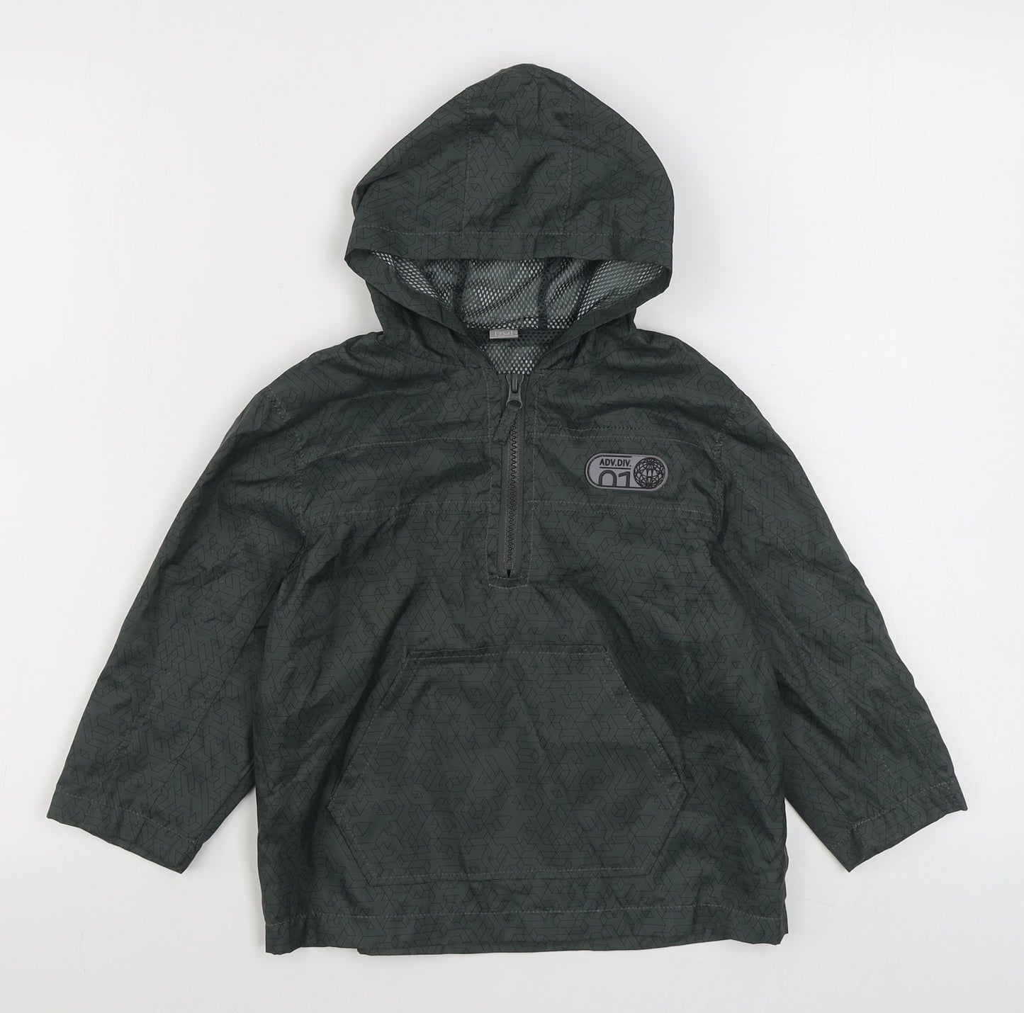 TU Boys Green Geometric  Rain Coat Coat Size 3 Years  Zip
