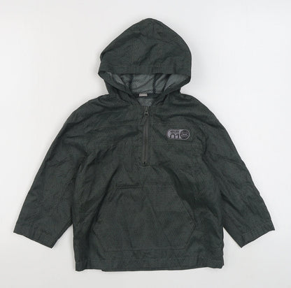TU Boys Green Geometric  Rain Coat Coat Size 3 Years  Zip