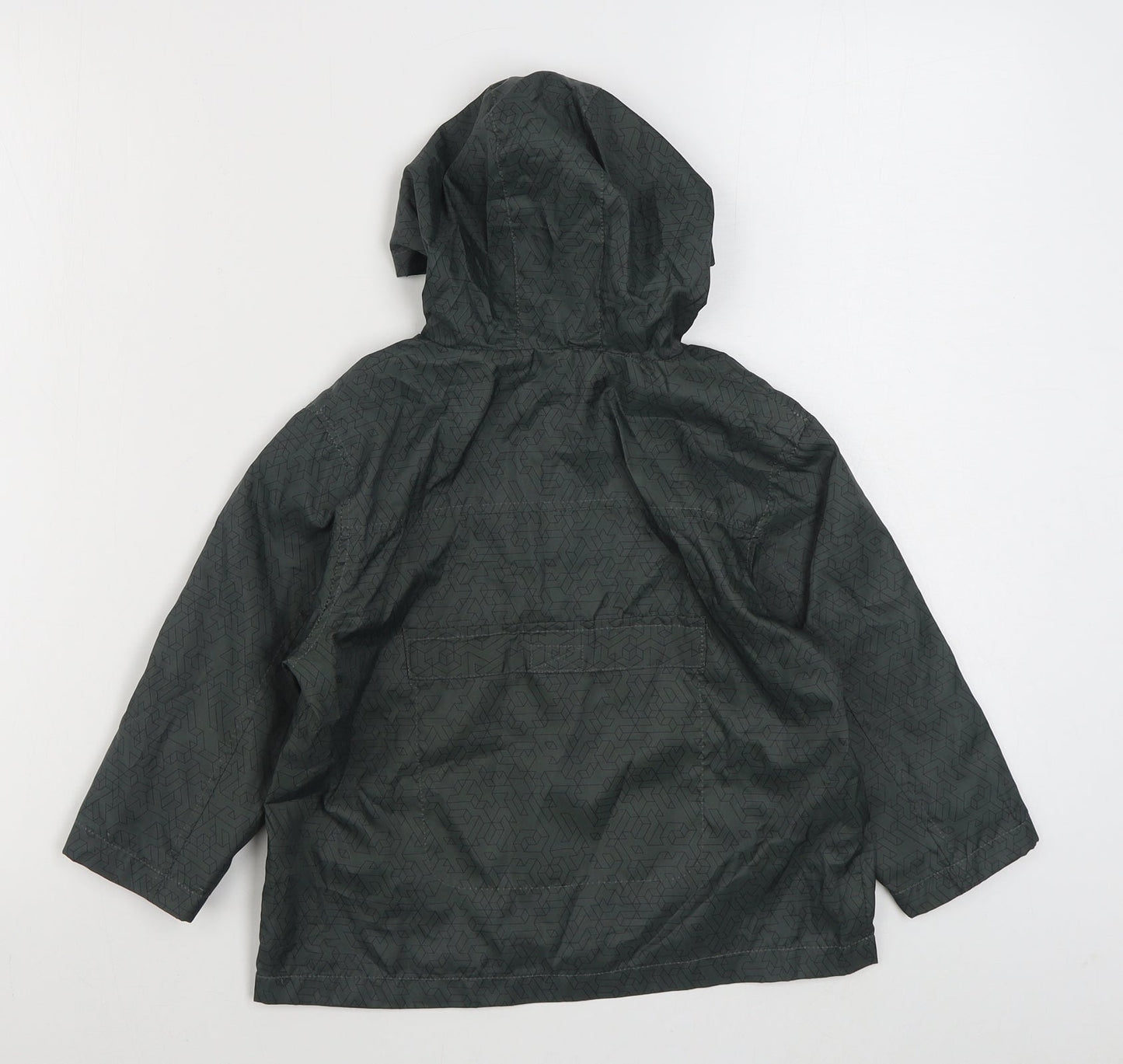TU Boys Green Geometric  Rain Coat Coat Size 3 Years  Zip