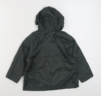 TU Boys Green Geometric  Rain Coat Coat Size 3 Years  Zip