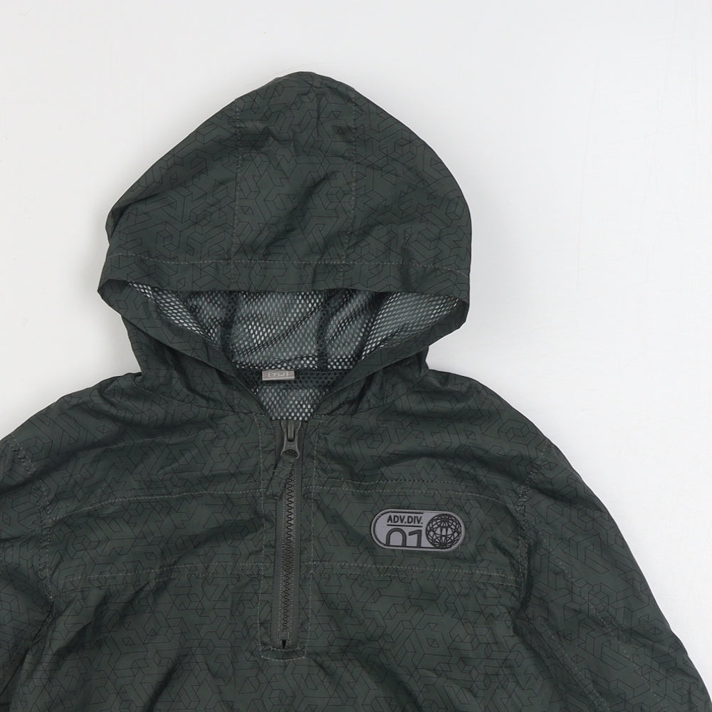 TU Boys Green Geometric  Rain Coat Coat Size 3 Years  Zip