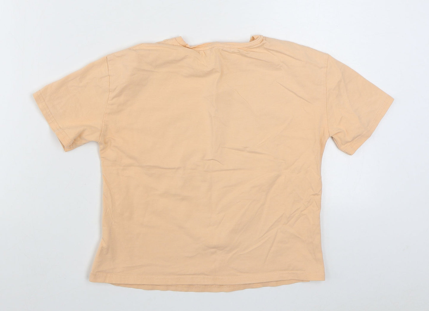 SheIn Girls Orange  Cotton Basic T-Shirt Size 11-12 Years Round Neck Pullover