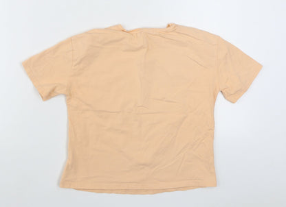SheIn Girls Orange  Cotton Basic T-Shirt Size 11-12 Years Round Neck Pullover