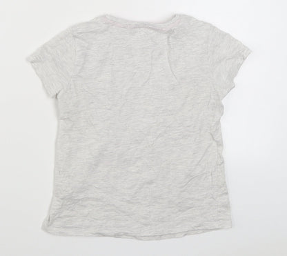 Pep&Co Girls Grey  Cotton Basic T-Shirt Size 7-8 Years Round Neck Pullover