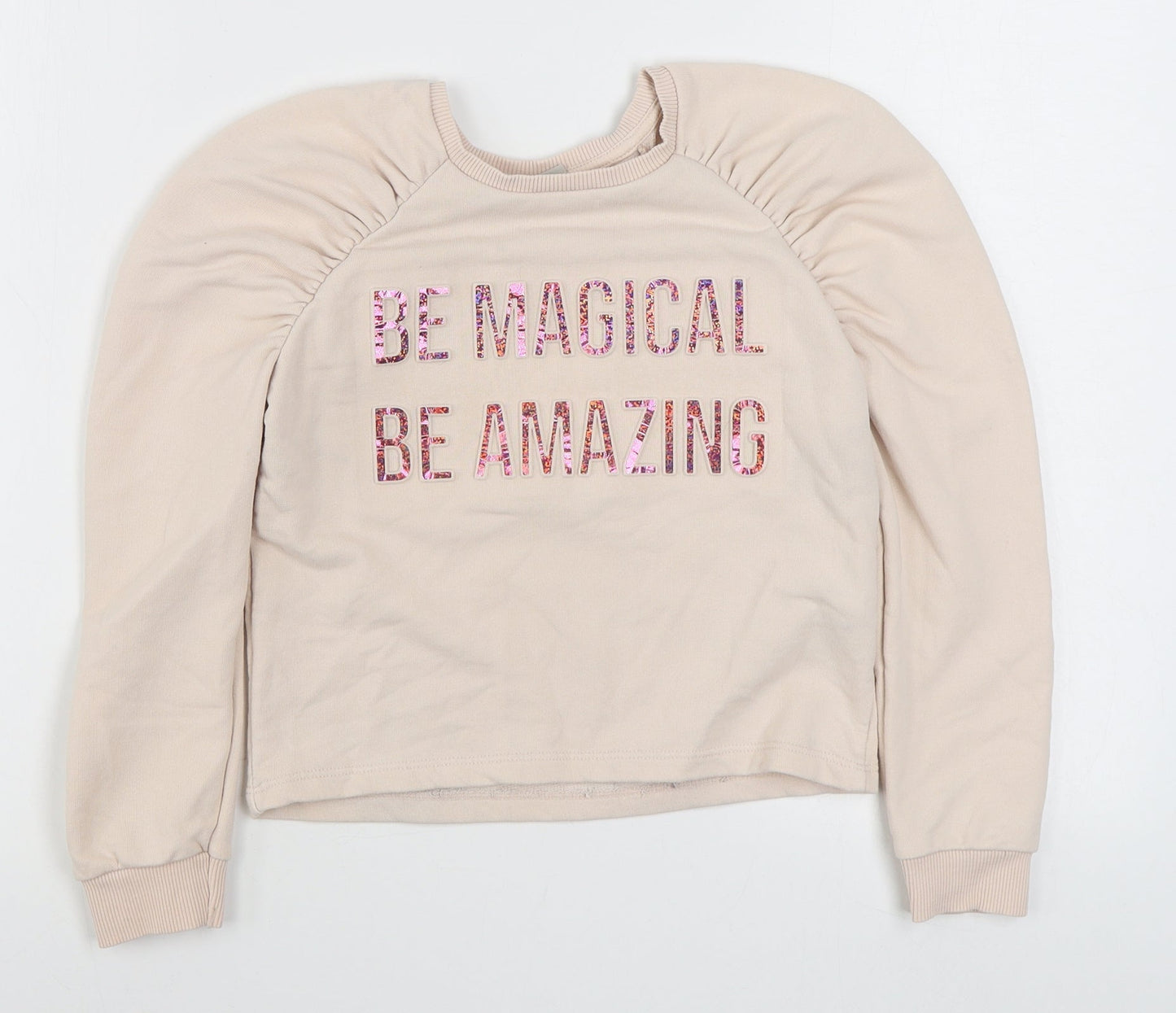 Matalan Girls Beige  Cotton Pullover Sweatshirt Size 9 Years  Pullover