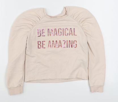 Matalan Girls Beige  Cotton Pullover Sweatshirt Size 9 Years  Pullover