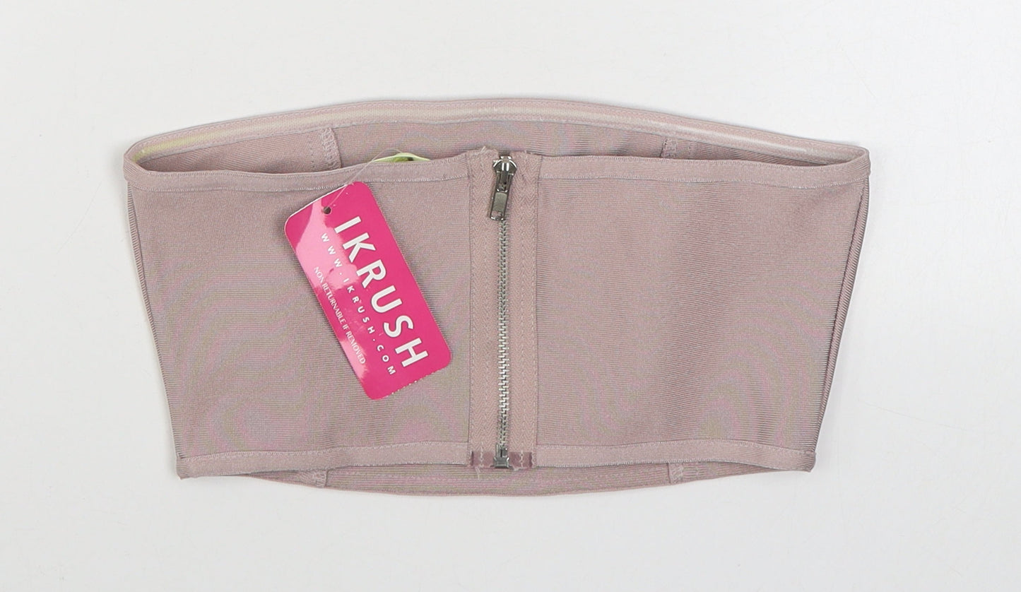 Ikrush Womens Pink  Polyester Cropped Tank Size S Off the Shoulder