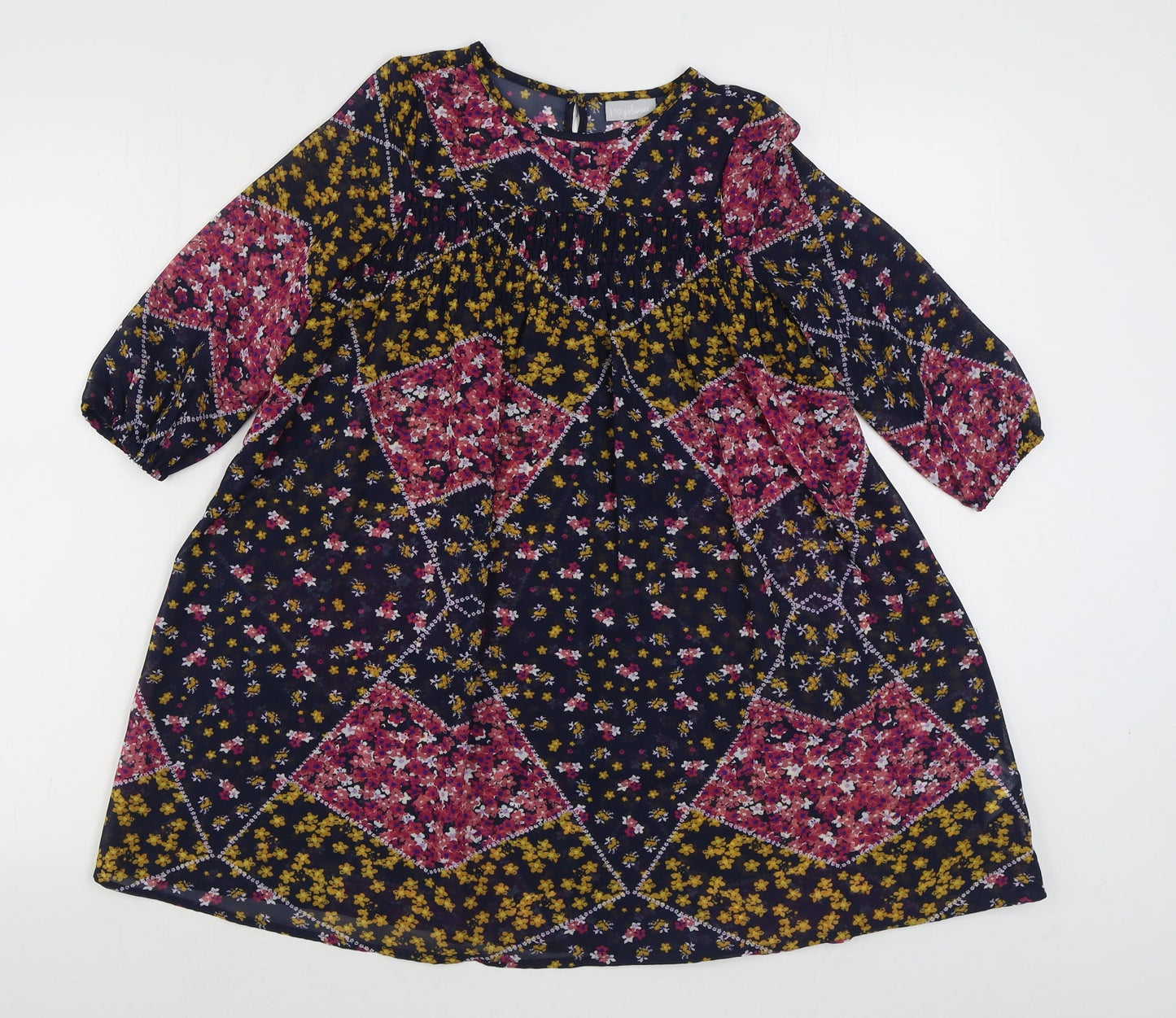 Matalan Girls Multicoloured Floral Polyester Trapeze & Swing  Size 9 Years  Round Neck Button