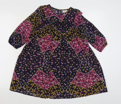 Matalan Girls Multicoloured Floral Polyester Trapeze & Swing  Size 9 Years  Round Neck Button