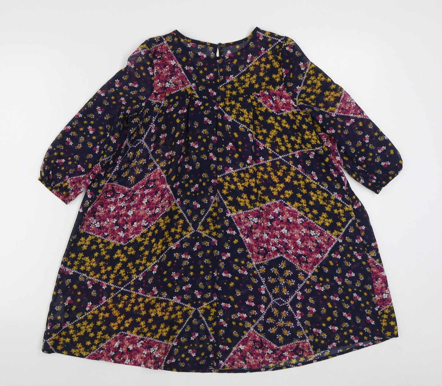 Matalan Girls Multicoloured Floral Polyester Trapeze & Swing  Size 9 Years  Round Neck Button