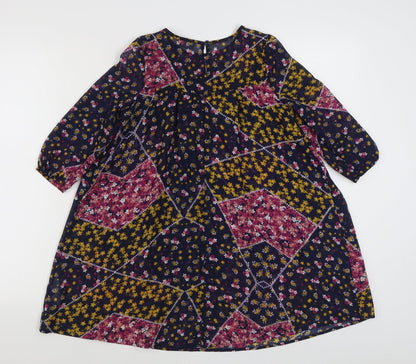 Matalan Girls Multicoloured Floral Polyester Trapeze & Swing  Size 9 Years  Round Neck Button