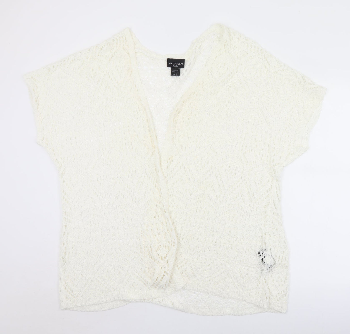 Antthony Womens White Collared  Acrylic Cardigan Jumper Size XL   - XL/2XL