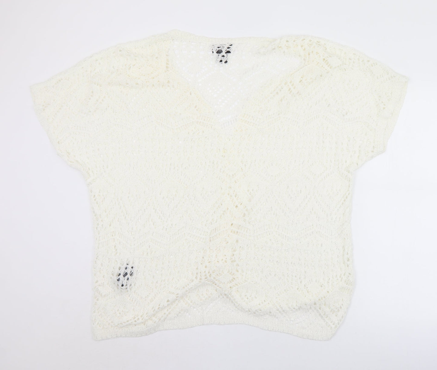 Antthony Womens White Collared  Acrylic Cardigan Jumper Size XL   - XL/2XL