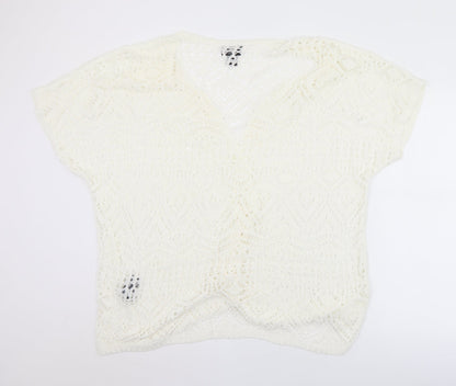 Antthony Womens White Collared  Acrylic Cardigan Jumper Size XL   - XL/2XL