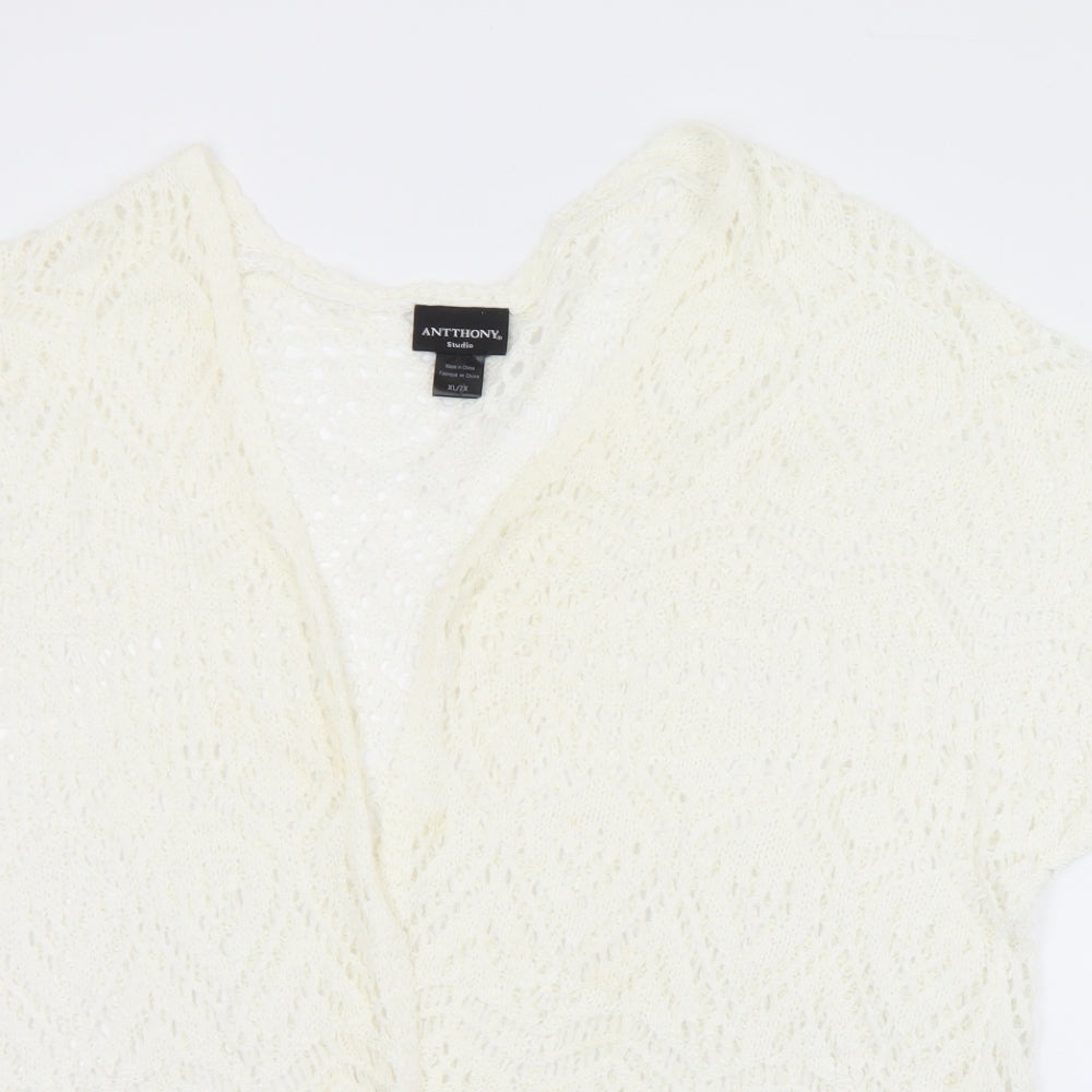 Antthony Womens White Collared  Acrylic Cardigan Jumper Size XL   - XL/2XL
