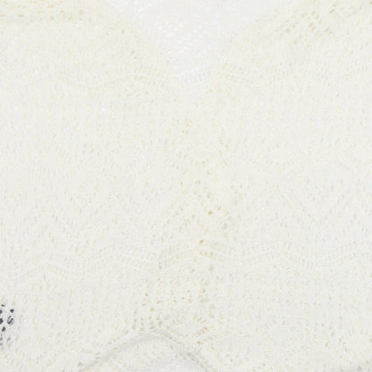 Antthony Womens White Collared  Acrylic Cardigan Jumper Size XL   - XL/2XL