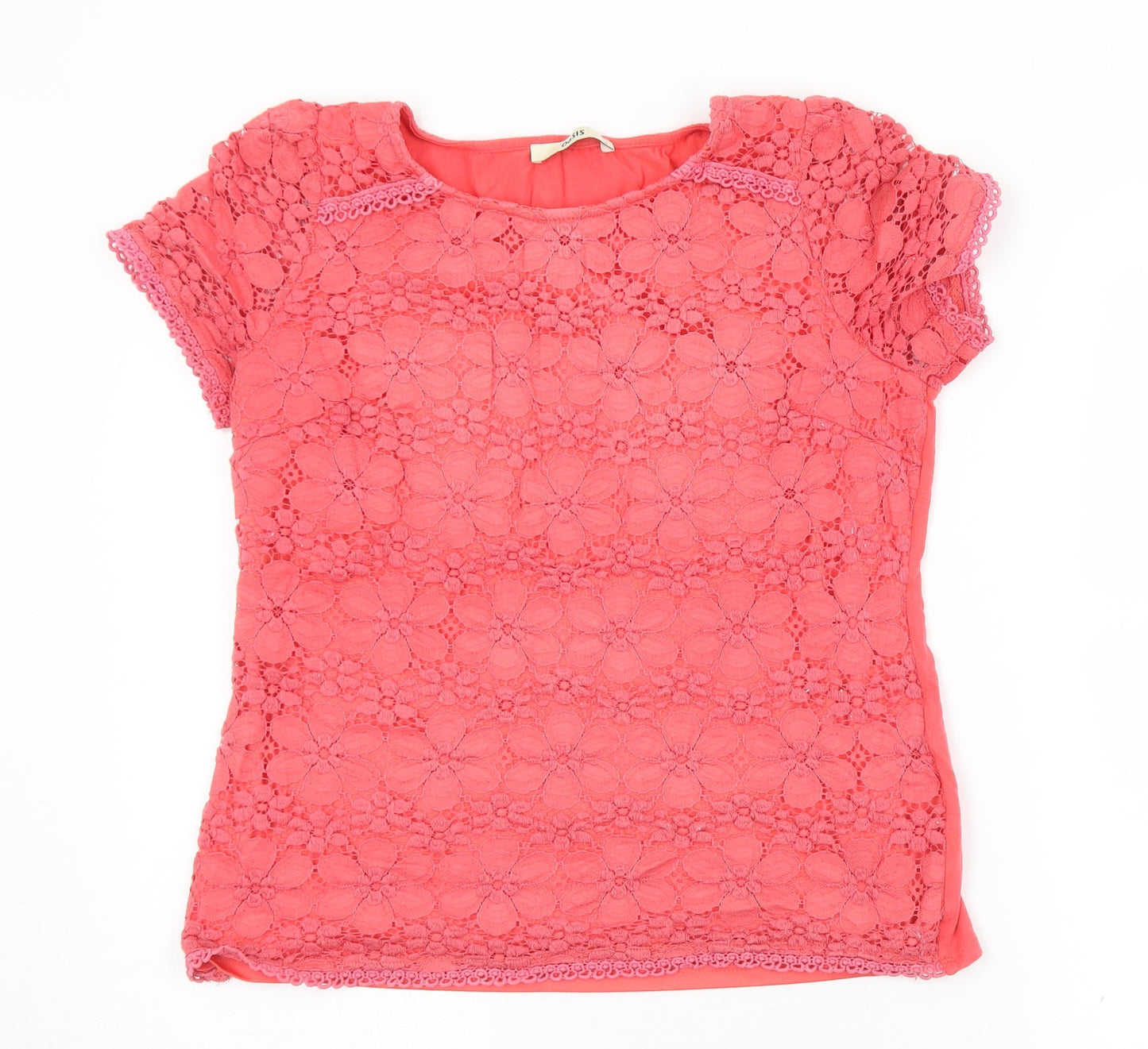Womens UK Size S Oasis Pink Basic T-Shirt