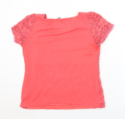 Womens UK Size S Oasis Pink Basic T-Shirt
