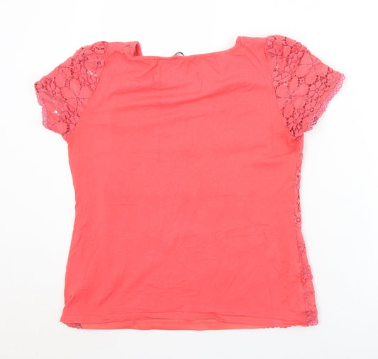 Womens UK Size S Oasis Pink Basic T-Shirt