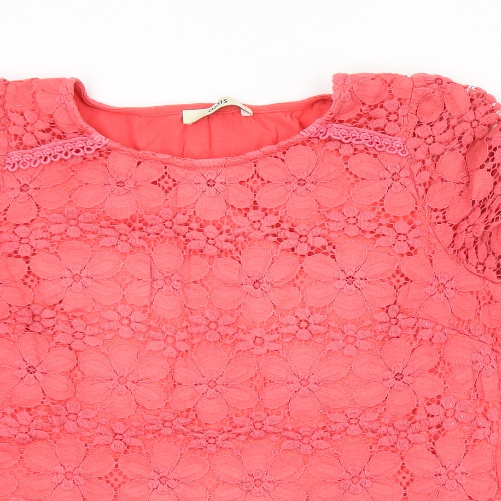 Womens UK Size S Oasis Pink Basic T-Shirt