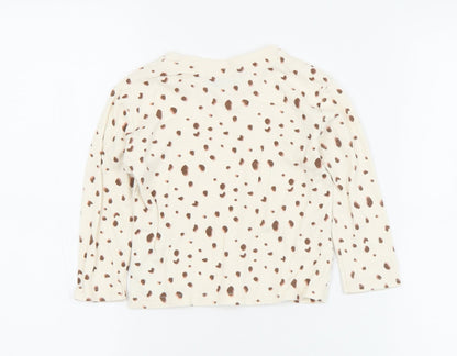 Primark Girls Beige Animal Print Cotton Jersey T-Shirt Size 9-12 Months Crew Neck