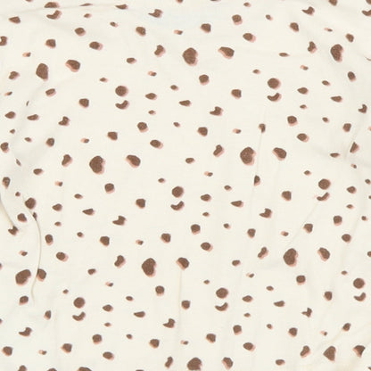 Primark Girls Beige Animal Print Cotton Jersey T-Shirt Size 9-12 Months Crew Neck