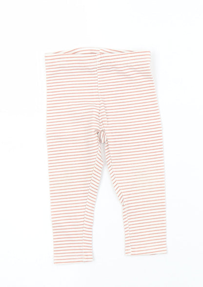 Primark Girls Brown Striped Cotton Capri Leggings Size 9 Months