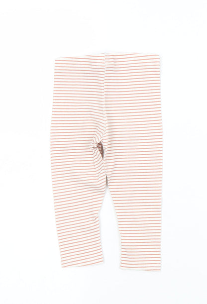 Primark Girls Brown Striped Cotton Capri Leggings Size 9 Months