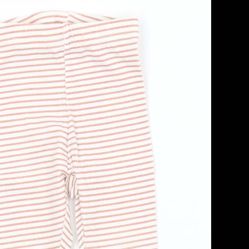 Primark Girls Brown Striped Cotton Capri Leggings Size 9 Months