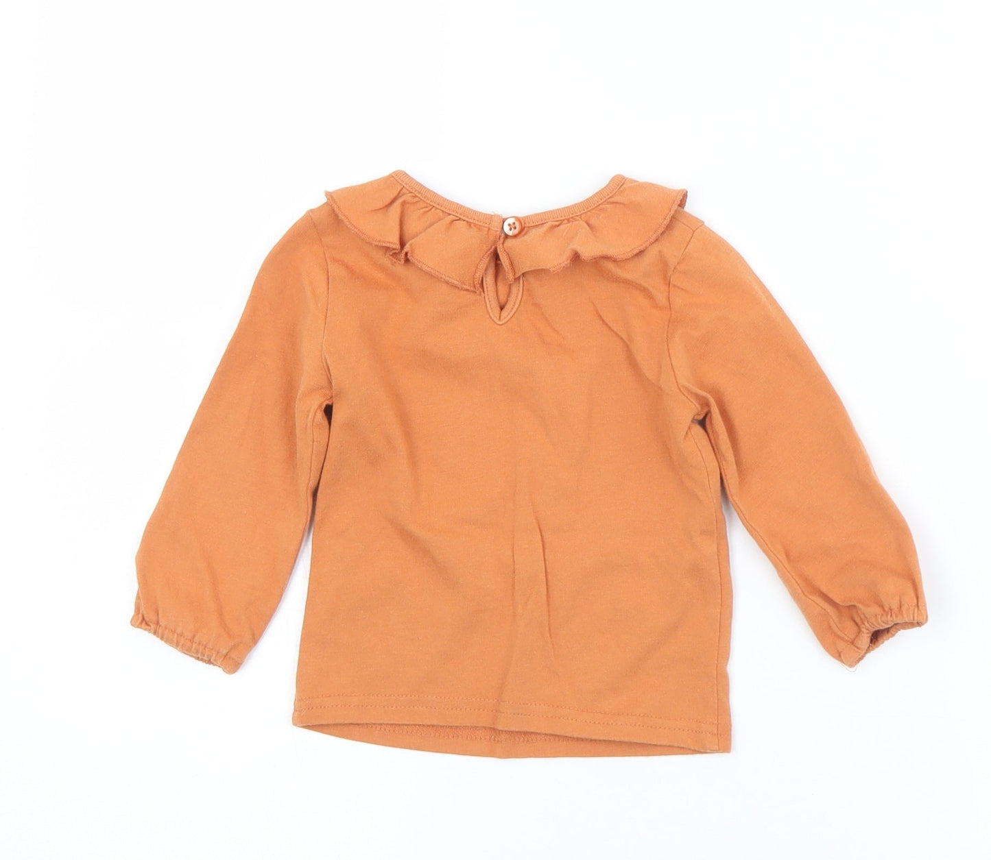 Primark Girls Orange  Cotton Jersey T-Shirt Size 9-12 Months Collared Button