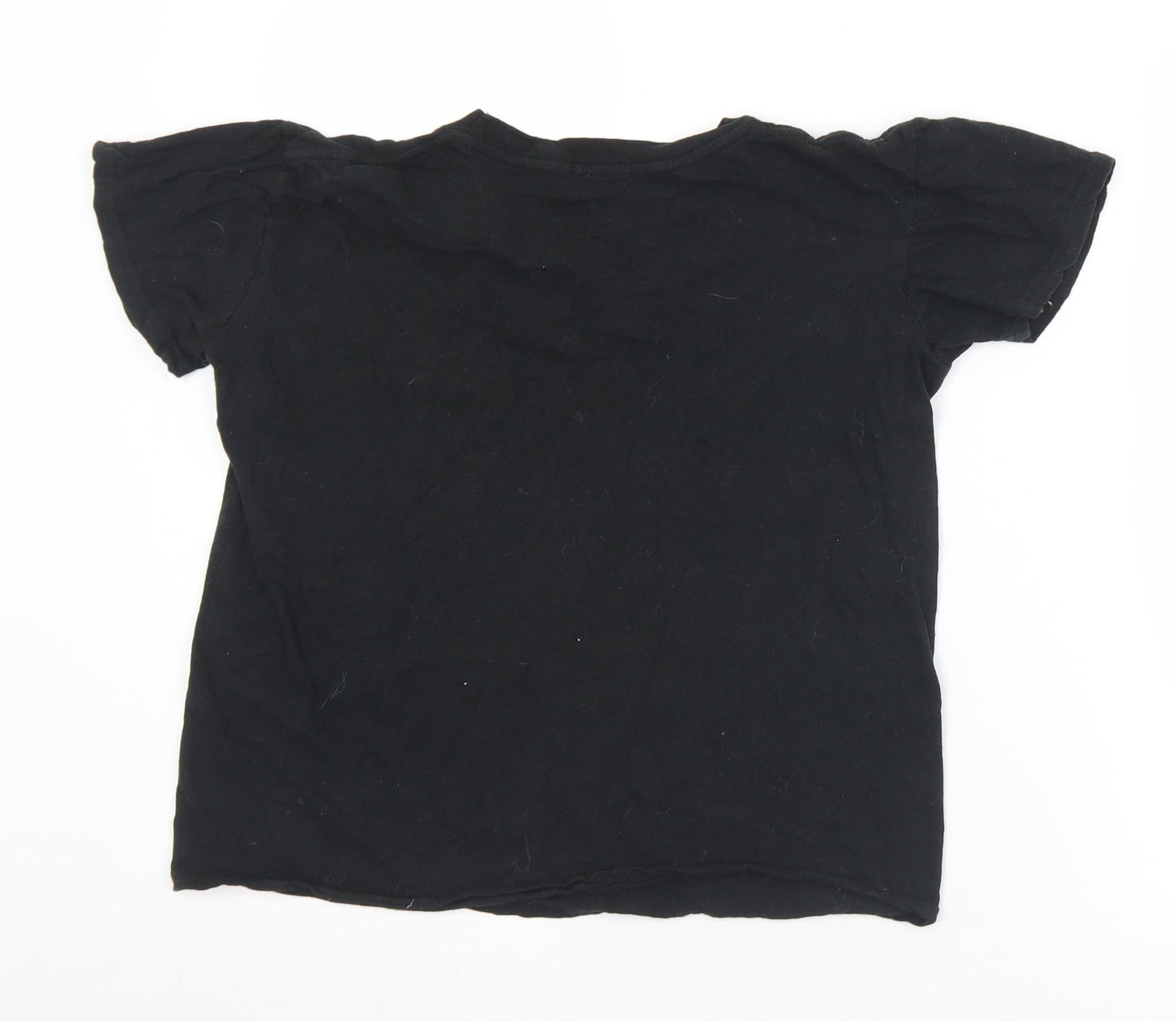 Boohoo Womens Black  Cotton Basic T-Shirt Size S Crew Neck - Rose