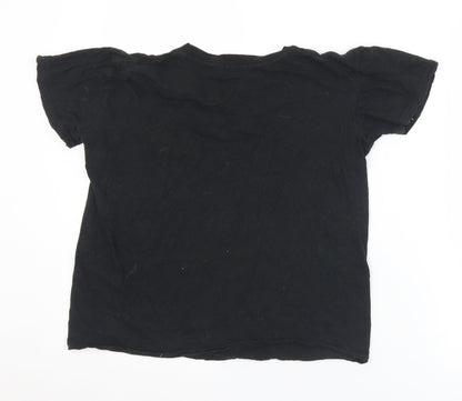 Boohoo Womens Black  Cotton Basic T-Shirt Size S Crew Neck - Rose