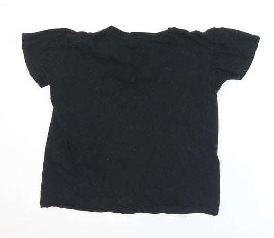 Boohoo Womens Black  Cotton Basic T-Shirt Size S Crew Neck - Rose