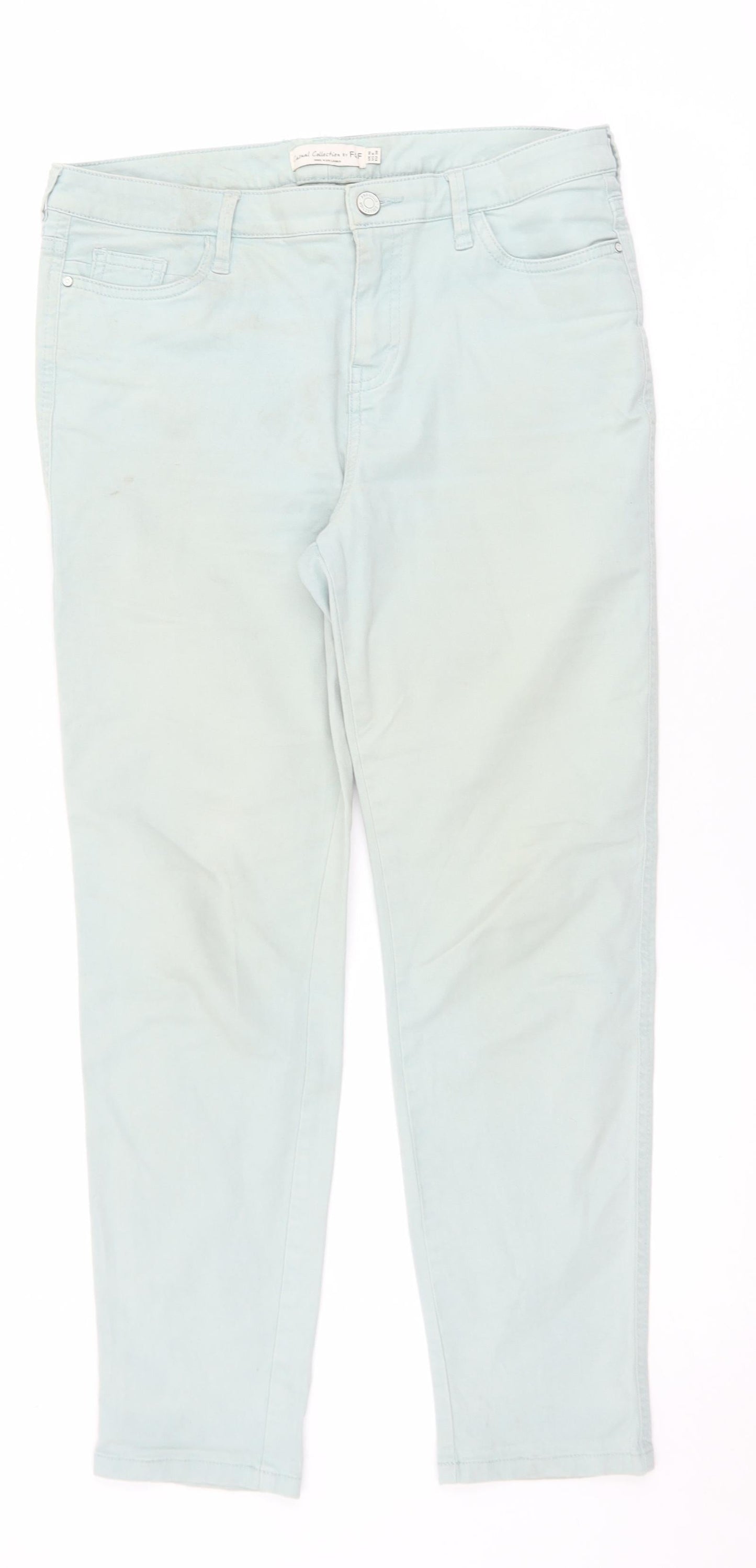 F&F Womens Green  Polyester Tapered Jeans Size 10 L26 in Regular Zip