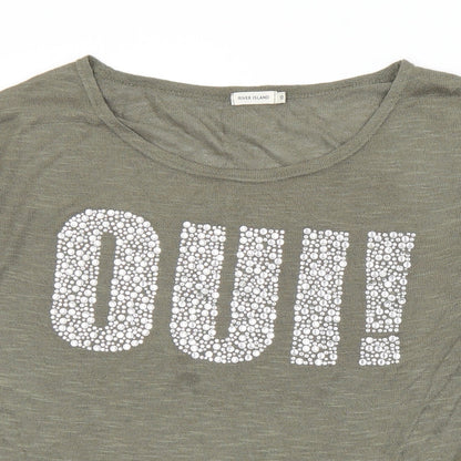 Womens UK Size 10 River Island Grey Basic T-Shirt