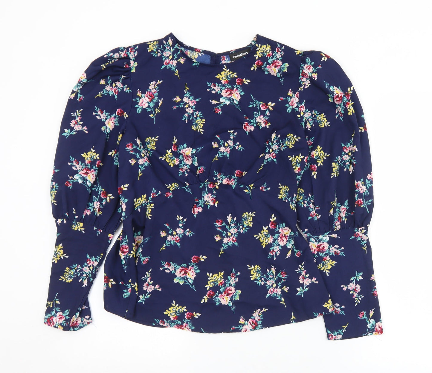 Chemestry Womens Multicoloured Floral Polyester Tunic Blouse Size 12 Round Neck