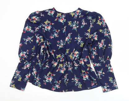 Chemestry Womens Multicoloured Floral Polyester Tunic Blouse Size 12 Round Neck