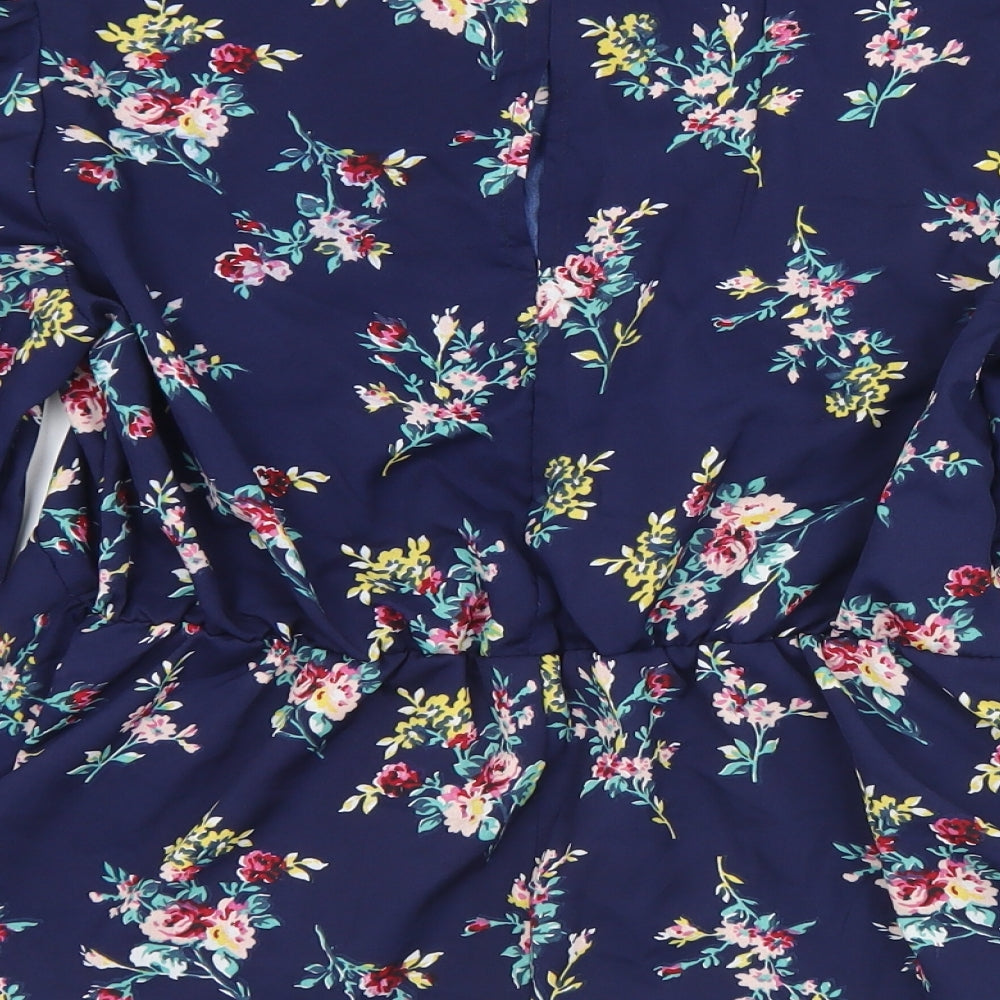 Chemestry Womens Multicoloured Floral Polyester Tunic Blouse Size 12 Round Neck