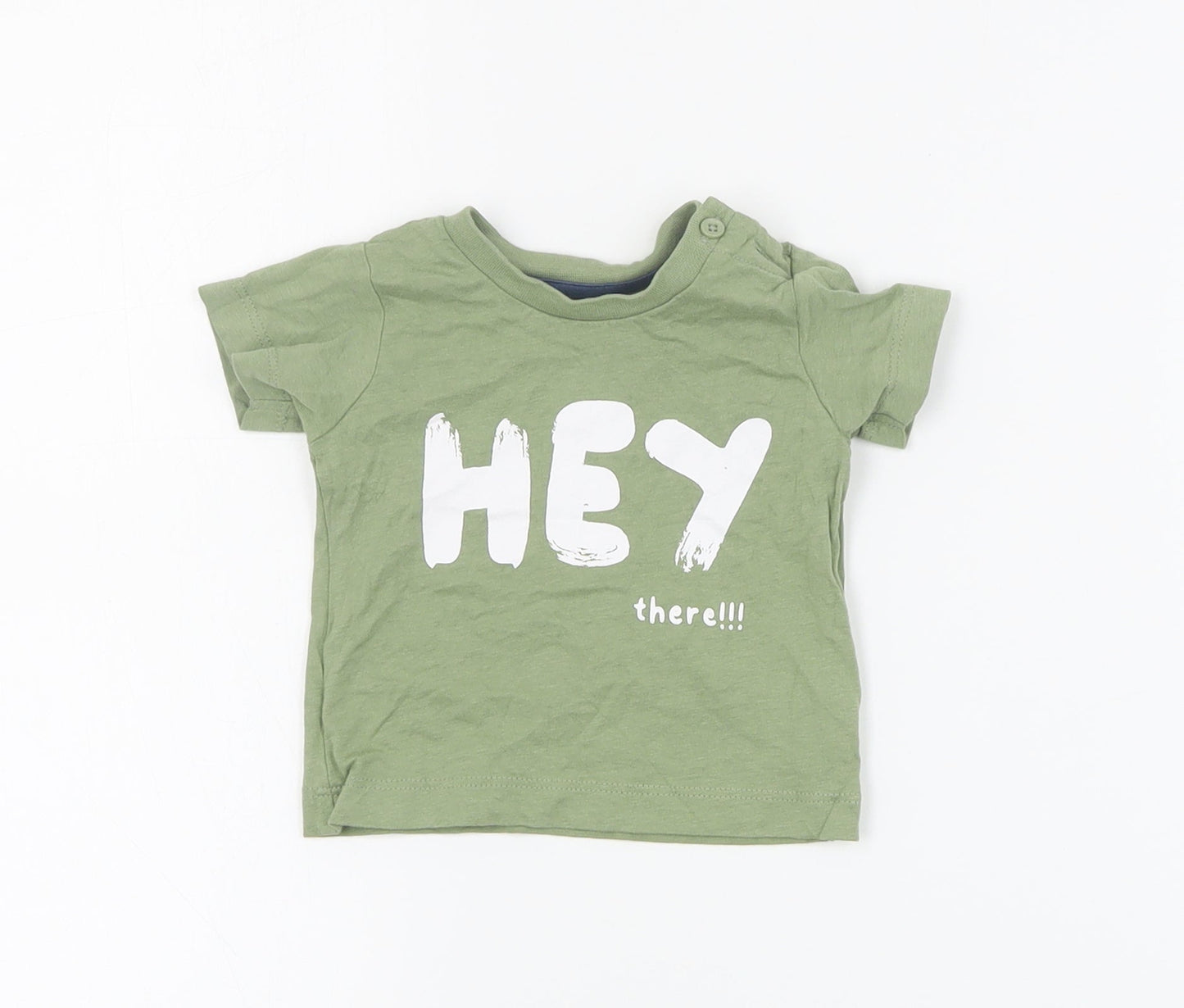 Matalan Baby Green  Cotton Basic T-Shirt Size 0-3 Months Crew Neck Snap