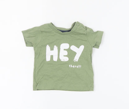 Matalan Baby Green  Cotton Basic T-Shirt Size 0-3 Months Crew Neck Snap