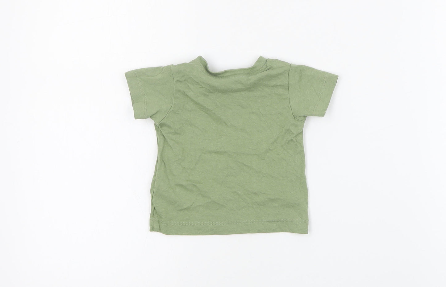 Matalan Baby Green  Cotton Basic T-Shirt Size 0-3 Months Crew Neck Snap