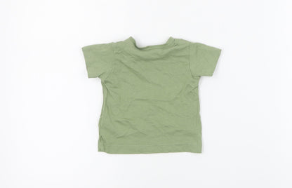 Matalan Baby Green  Cotton Basic T-Shirt Size 0-3 Months Crew Neck Snap