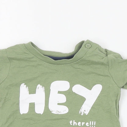 Matalan Baby Green  Cotton Basic T-Shirt Size 0-3 Months Crew Neck Snap
